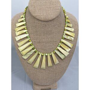 Handcrafted Yellow & Green Beaded Necklace With Pendant